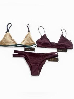 Tavik 3-Piece Bikini Set NWT Medium Burgundy Mix & Match